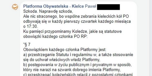 kielce wiadomości Kielecka PO poucza na Facebooku swoich członków na kogo mają głosować